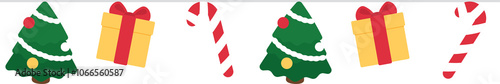 Festive Christmas element garland seamless border. Flat design illustration.