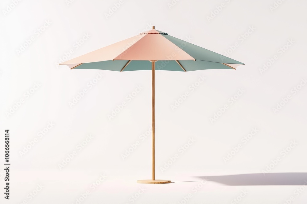 Colorful umbrella with open canopy isolated on white 3D illustration, isolated on white background Colorful umbrella with open canopy isolated on white 3D illustration, isolated on white background