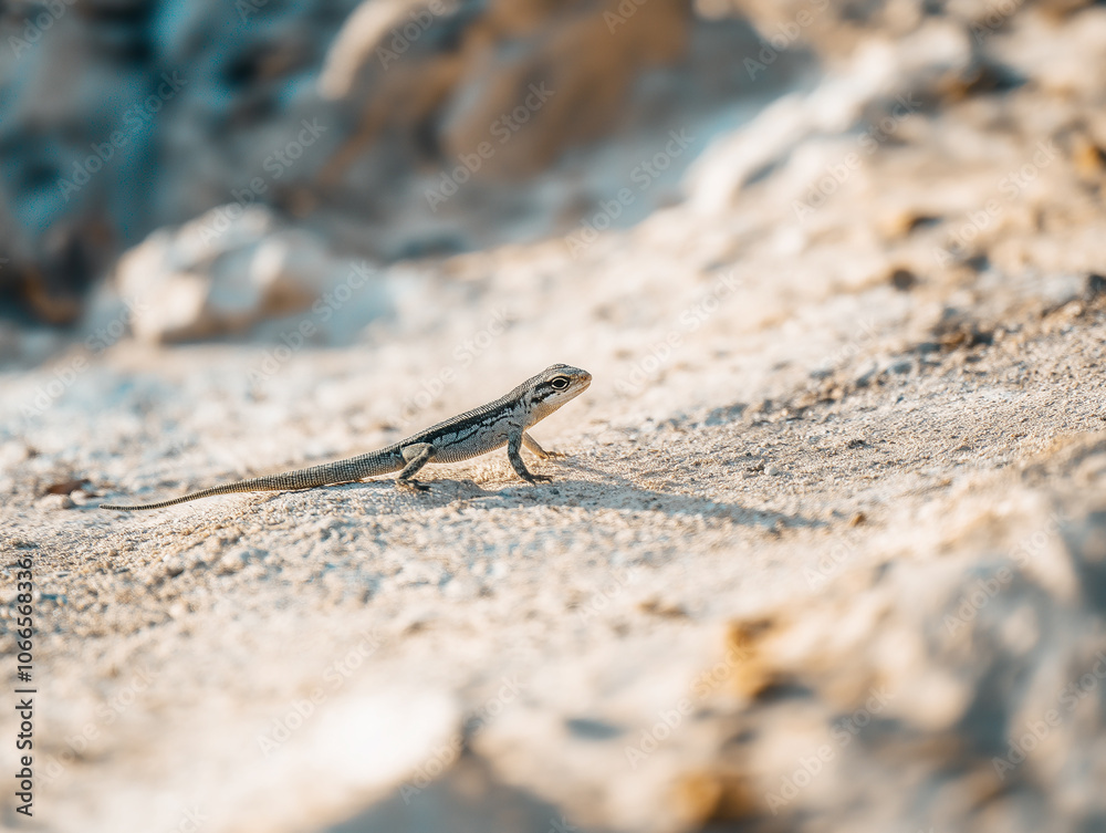 A lizard rests on a warm rock in a natural, arid landscape, basking in the sun. Perfect for themes related to wildlife and desert environments. A lizard rests on a warm rock in a natural, arid landscape, basking in the sun. Perfect for themes related to wildlife and desert environments.