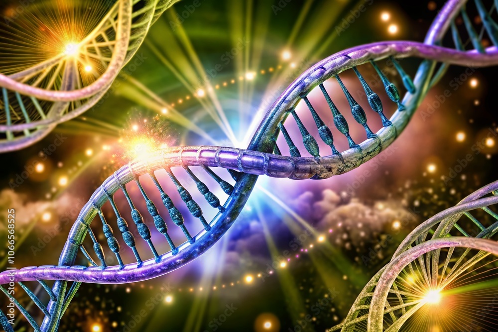 Abstract Glowing DNA Strand in Blue - Sci-Fi Aesthetic and Genetic Concept Visuals for Modern Fashion and Technology Themes Abstract Glowing DNA Strand in Blue - Sci-Fi Aesthetic and Genetic Concept Visuals for Modern Fashion and Technology Themes