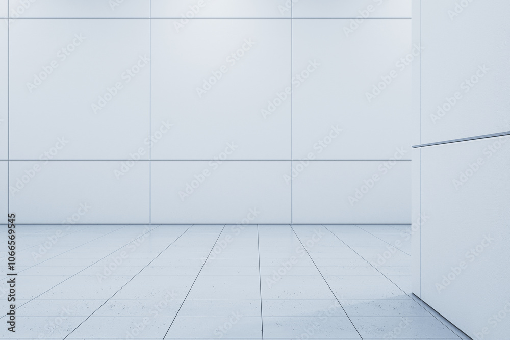 Empty white spacious interior with mock up place. 3D Rendering. Empty white spacious interior with mock up place. 3D Rendering.