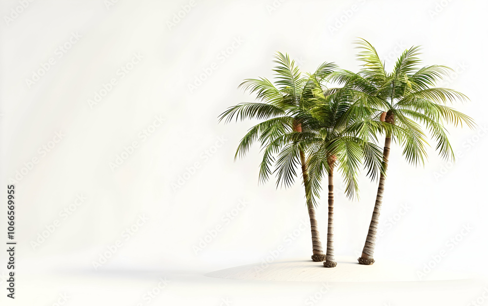Obraz premium 3D rendering of three palm trees isolated on a white background