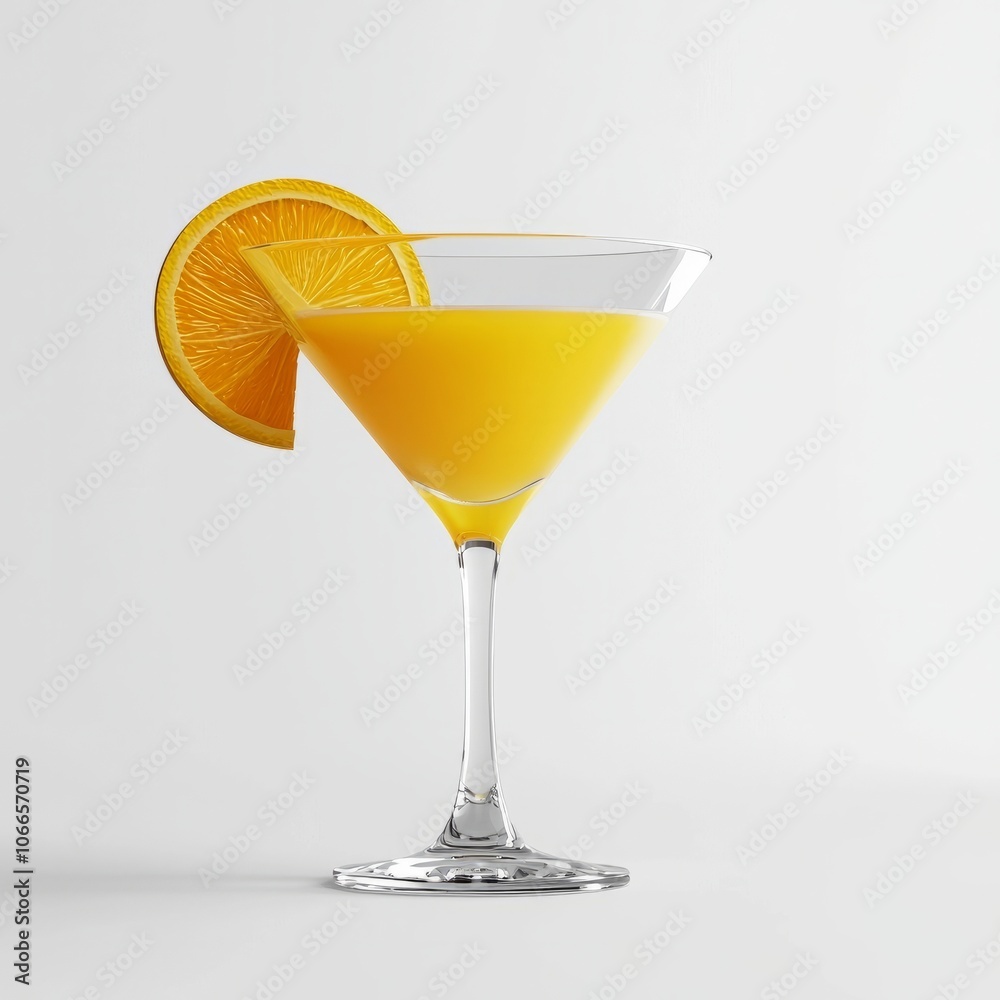 Low Poly 3D Render of a cocktail with a slice of orange, on isolated white background Low Poly 3D Render of a cocktail with a slice of orange, on isolated white background
