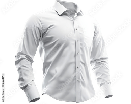 classic white dress shirt with long sleeves and pocket, perfect for formal occasions or business attire. Its clean design offers versatility and elegance