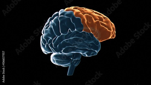 Human brain frontal lobes, animation
