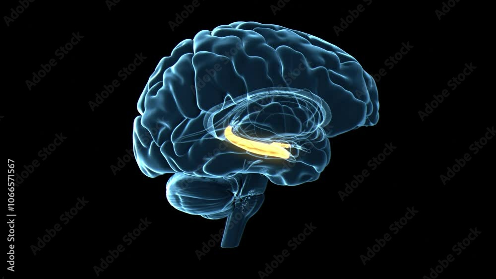 Human brain hippocampus, animation