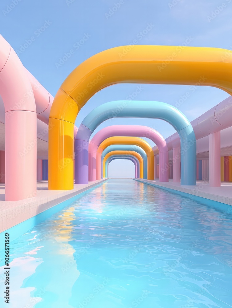 Vibrant Archways Enhance Tranquil Waters in Modern Design Vibrant Archways Enhance Tranquil Waters in Modern Design