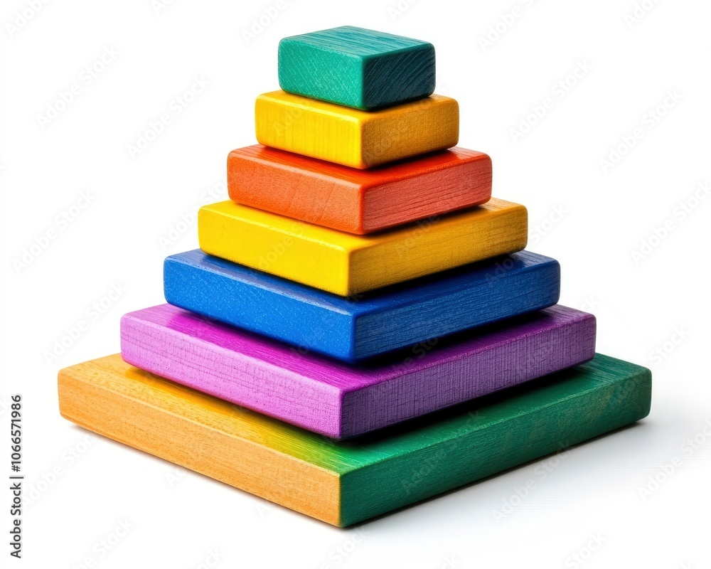 Colorful wooden blocks stacked in a pyramid shape isolated on white background. Colorful wooden blocks stacked in a pyramid shape isolated on white background.