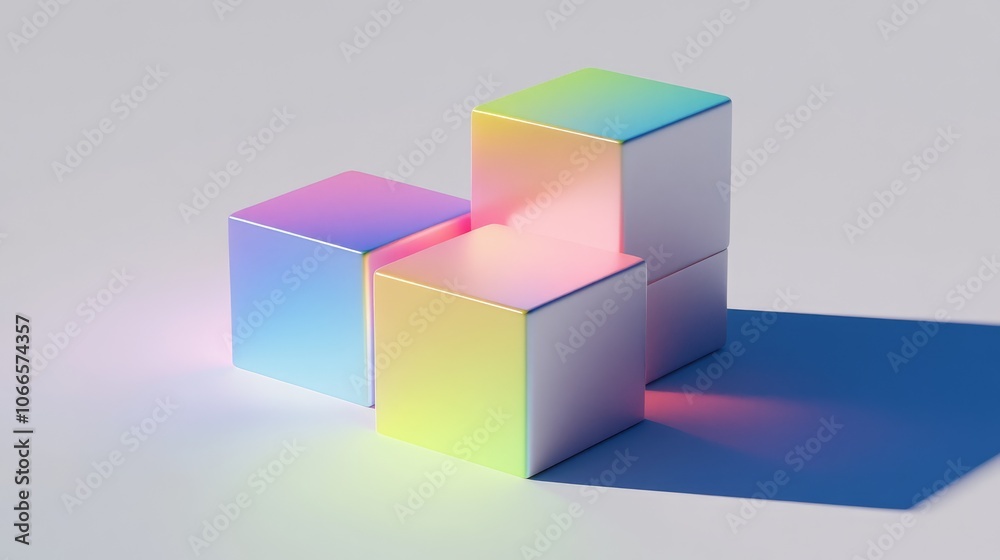 Colorful Abstract Cubes with Light Reflection Colorful Abstract Cubes with Light Reflection