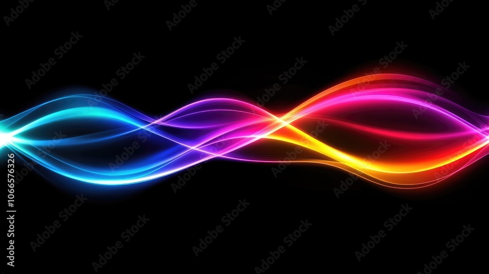 Colorful Light Waves on Black Background Colorful Light Waves on Black Background