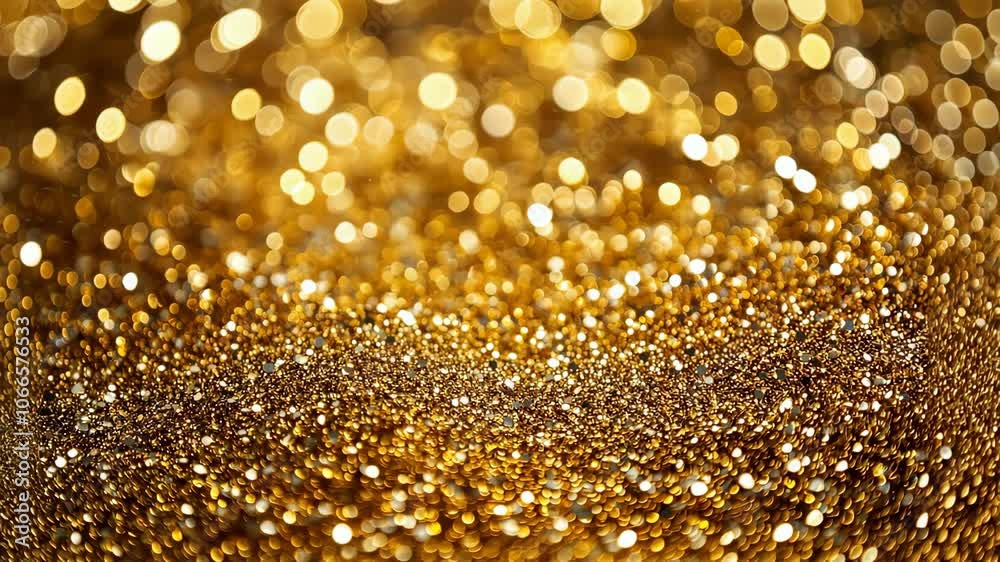 Abstract gold Christmas winter empty background of glitter vintage lights. A blurry image with white and gold specks 4k video Abstract gold Christmas winter empty background of glitter vintage lights. A blurry image with white and gold specks 4k video