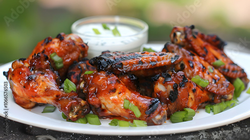 Grilled food, A plate of grilled chicken wings photo