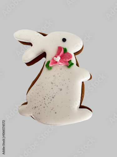 gingerbread white hare with flower
