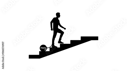 the past as shackles prevents moving forward, black isolated silhouette