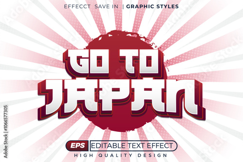 Editable 3d text effect go to japan