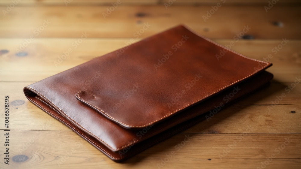 High-quality leather file folder mockup with visible grain texture, adding a luxurious touch to any presentation. High-quality leather file folder mockup with visible grain texture, adding a luxurious touch to any presentation.