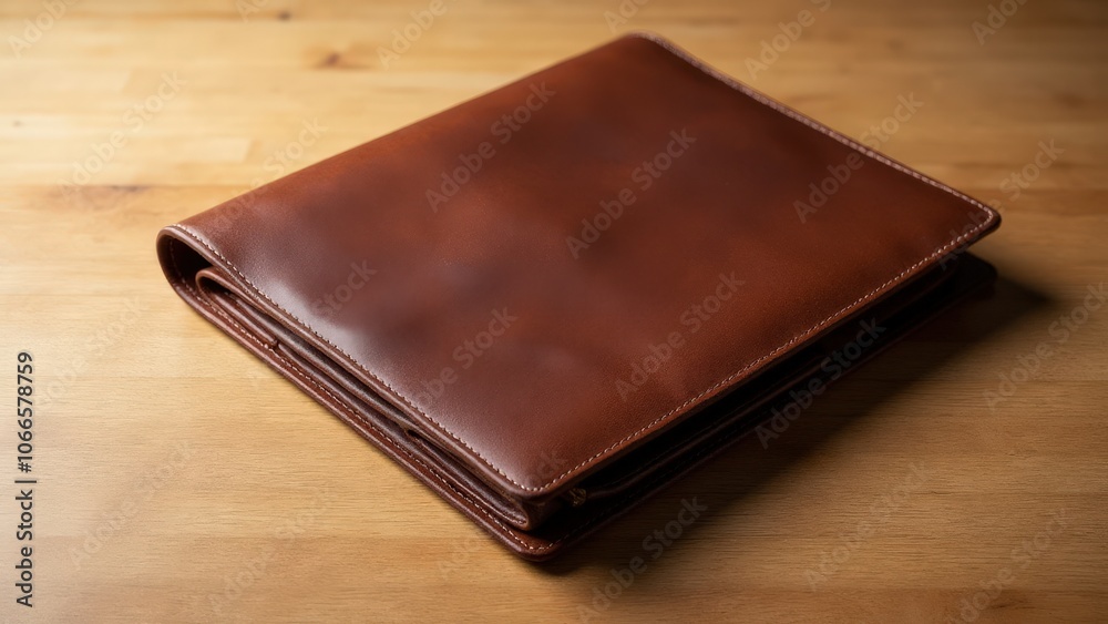 Minimalist professional folder mockup with smooth leather texture, perfect for branding. Minimalist professional folder mockup with smooth leather texture, perfect for branding.