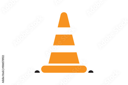 road cone vector silhouette isolated in white background