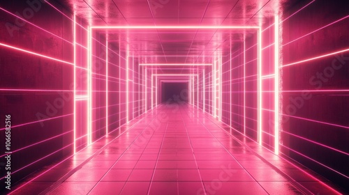 Futuristic wireframe grid background with glowing neon lines in a cyberpunk style