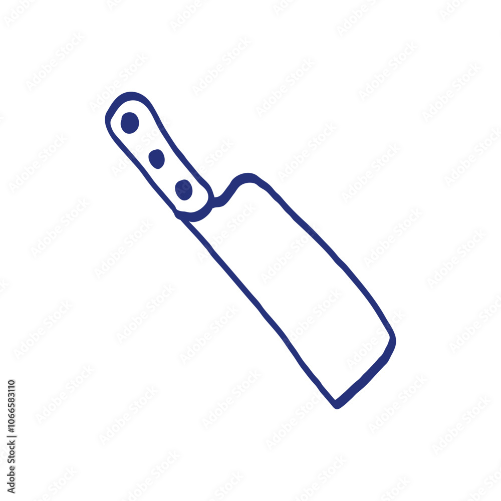Meat knife. Kitchenware sketch. Doodle line vector kitchen utensil and tool. Cutlery illustration Meat knife. Kitchenware sketch. Doodle line vector kitchen utensil and tool. Cutlery illustration
