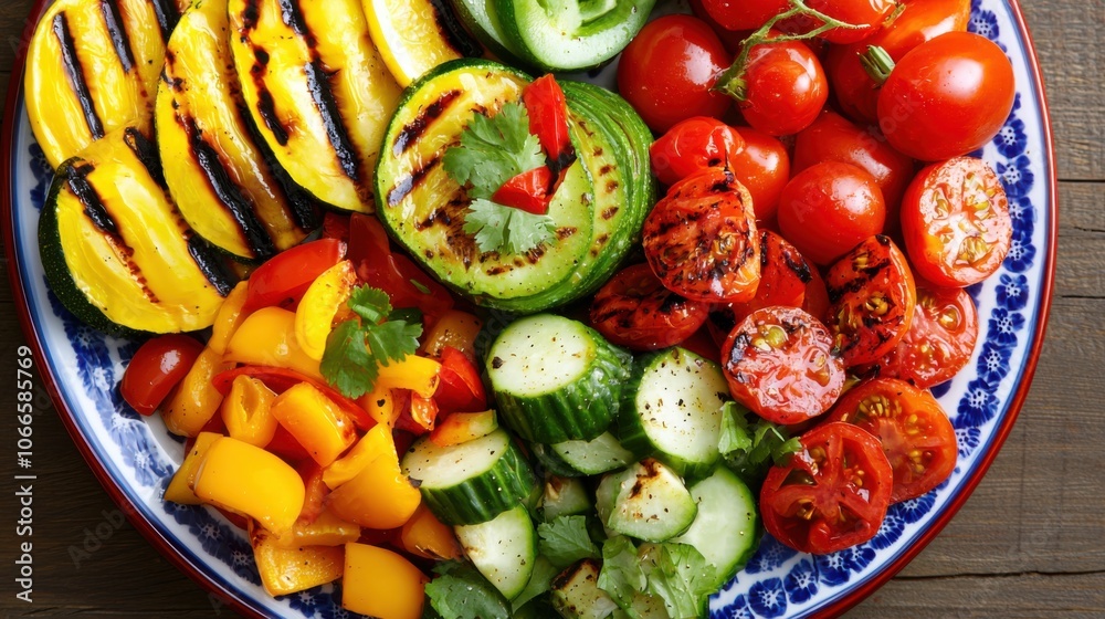 Vibrant Mexican Style Grilled Vegetables on Plate