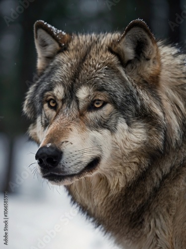 a close-up picture of a wolf's face