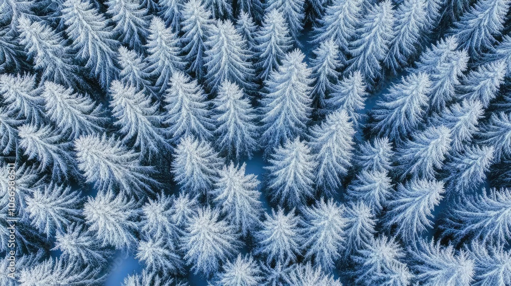 Snowy Forest from Above in Winter Landscape Snowy Forest from Above in Winter Landscape