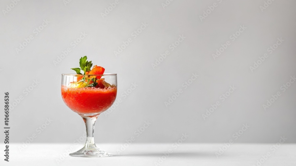Vibrant Gazpacho with Olive Oil Drizzle in Glass Vibrant Gazpacho with Olive Oil Drizzle in Glass