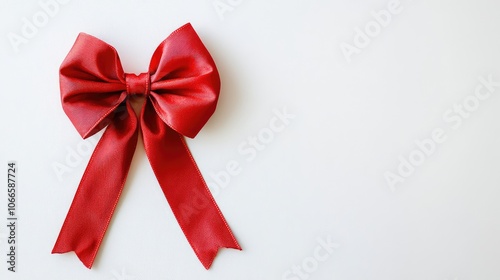 Elegant Red Satin Bow on Light Background