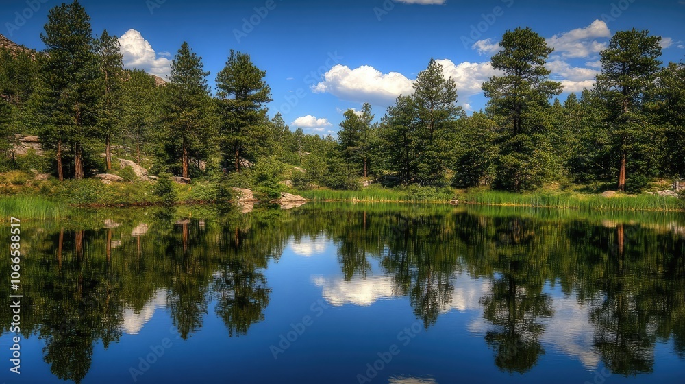 Serene Lake Reflection in a Mountain Landscape Serene Lake Reflection in a Mountain Landscape