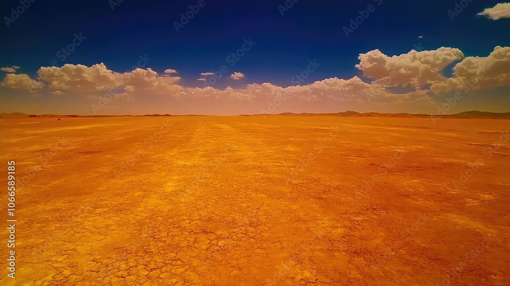 Fototapeta premium Vast Arid Landscape Under a Blue Sky with Clouds