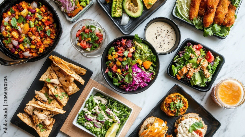 Colorful Vegetarian Mexican Food Selection Colorful Vegetarian Mexican Food Selection