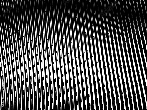 Abstract art geometric background with shiny abstract 3d black and white stripes pattern. Black and white optical illusion with waves and transitions.