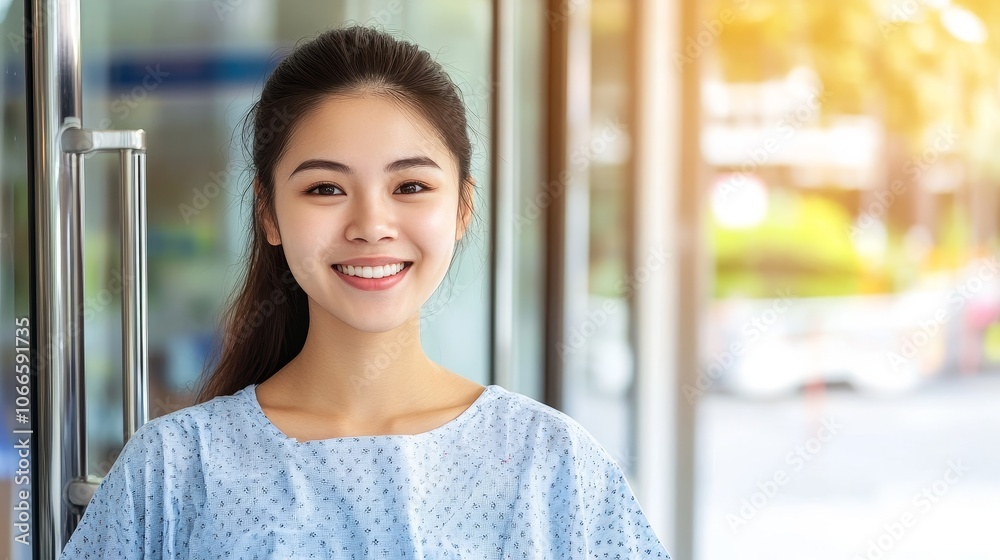 Patient Relieved Picture Smiling patient leaving hospital with relief and gratitude, symbolizing ...