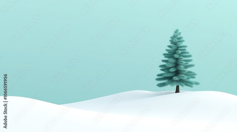 Fototapeta premium Minimalist Winter Scene with a Single Tree