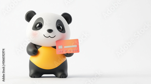 Cute panda holding a credit card, ready to shop!