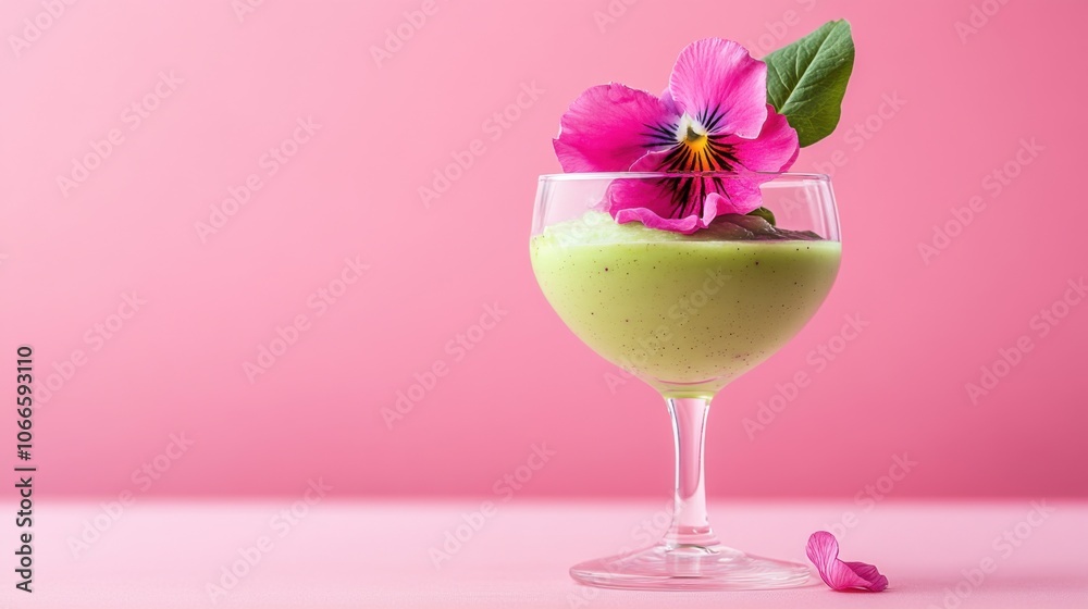 Pea Puree with Truffle Oil in Clear Glass Pea Puree with Truffle Oil in Clear Glass