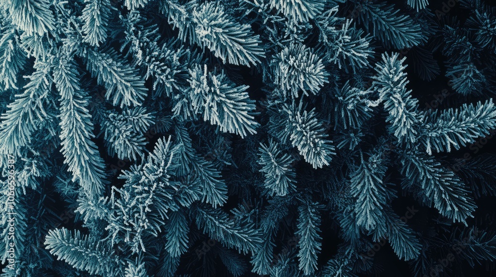 Frosty Green Pine Needle Close-Up Texture Frosty Green Pine Needle Close-Up Texture