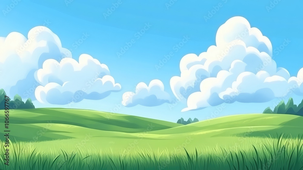 Lush Green Hills Under Clear Blue Sky Lush Green Hills Under Clear Blue Sky