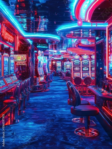 Wallpaper Mural Professional advertising photo of an empty casino hall, vibrant colors and intense lighting Torontodigital.ca