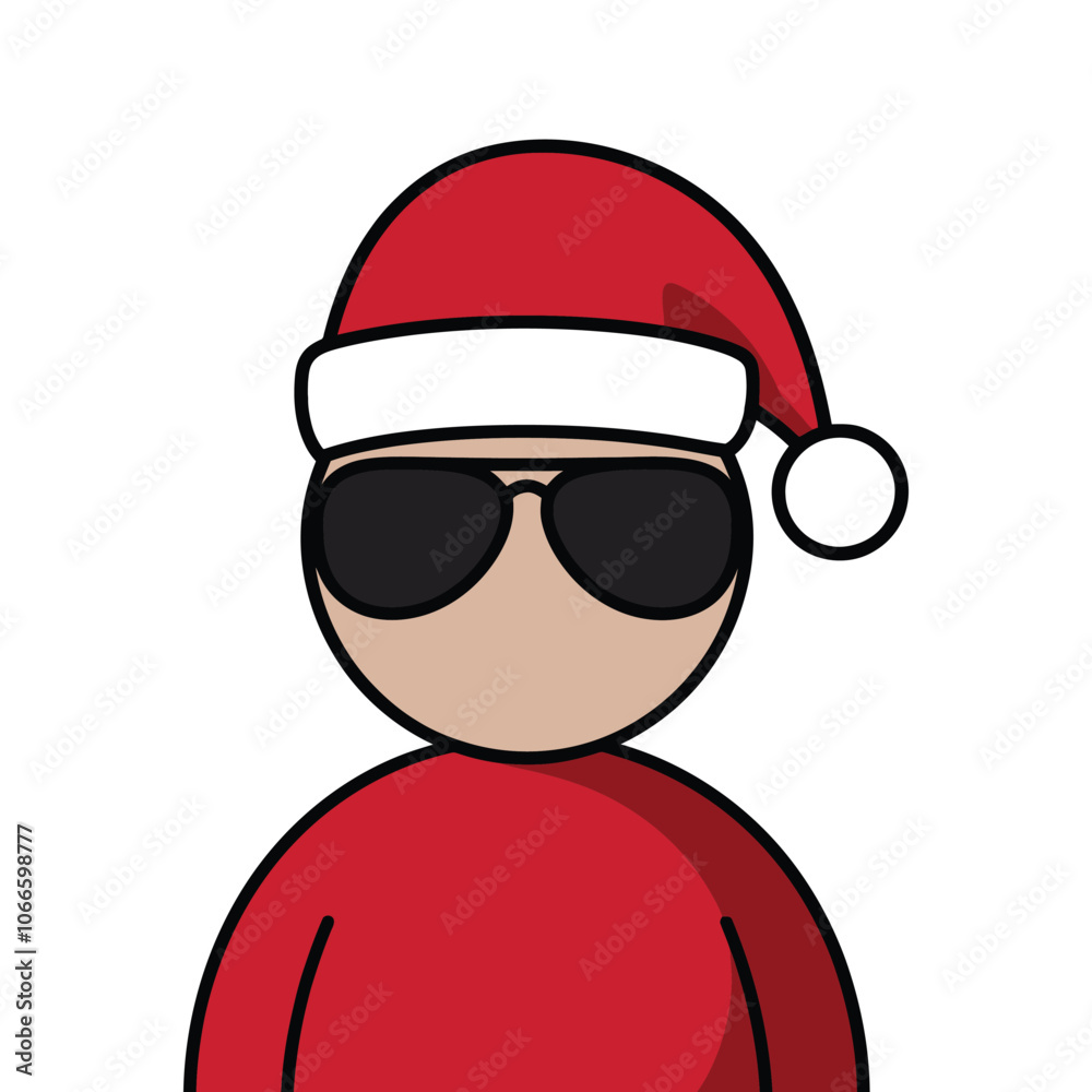Cool character in Santa hat and sunglasses illustration Cool character in Santa hat and sunglasses illustration