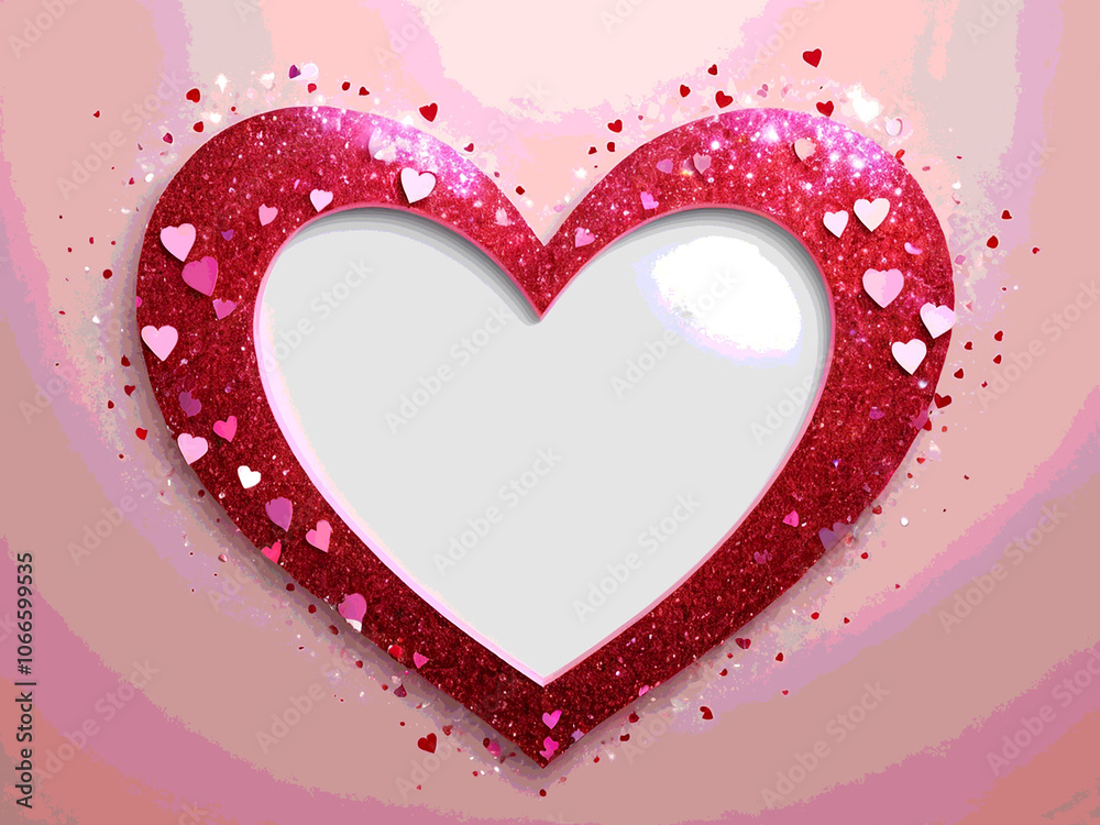 Abstract Illustration Valentines Day, red Glittery Heart Frame Abstract Illustration Valentines Day, red Glittery Heart Frame