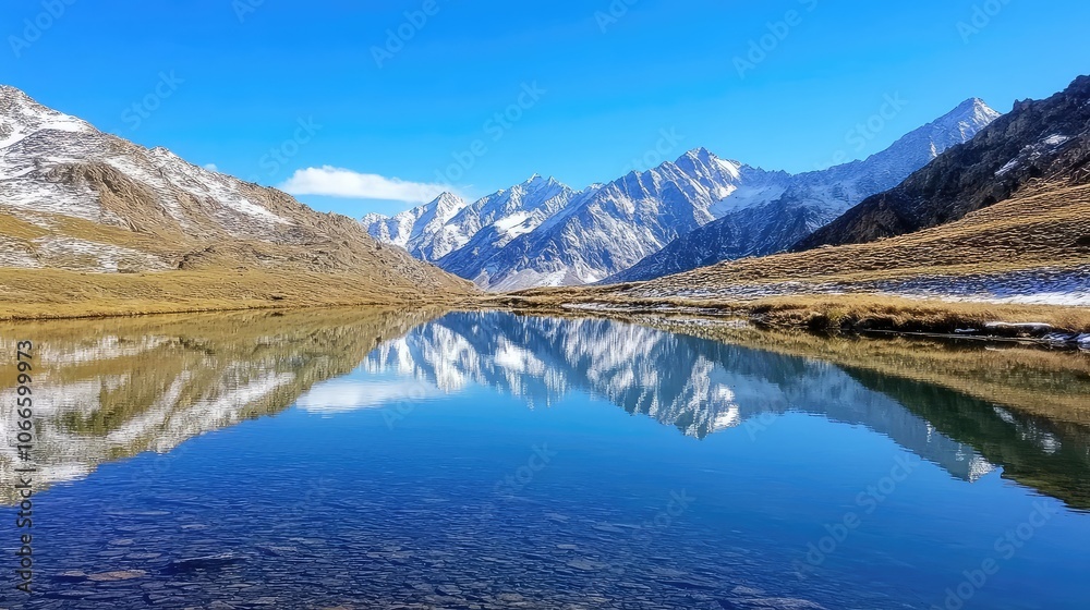 Serene Mountain Reflection in Tranquil Lake Serene Mountain Reflection in Tranquil Lake