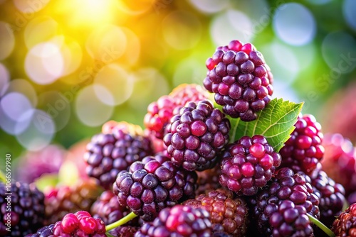 Beautiful Mulberry Fruit Bokeh Background AI Photo