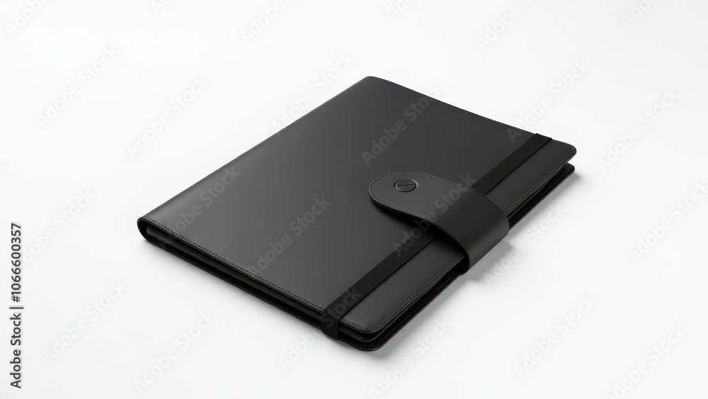 Simple leather file organizer mockup with smooth black finish, ideal for corporate presentations. Simple leather file organizer mockup with smooth black finish, ideal for corporate presentations.