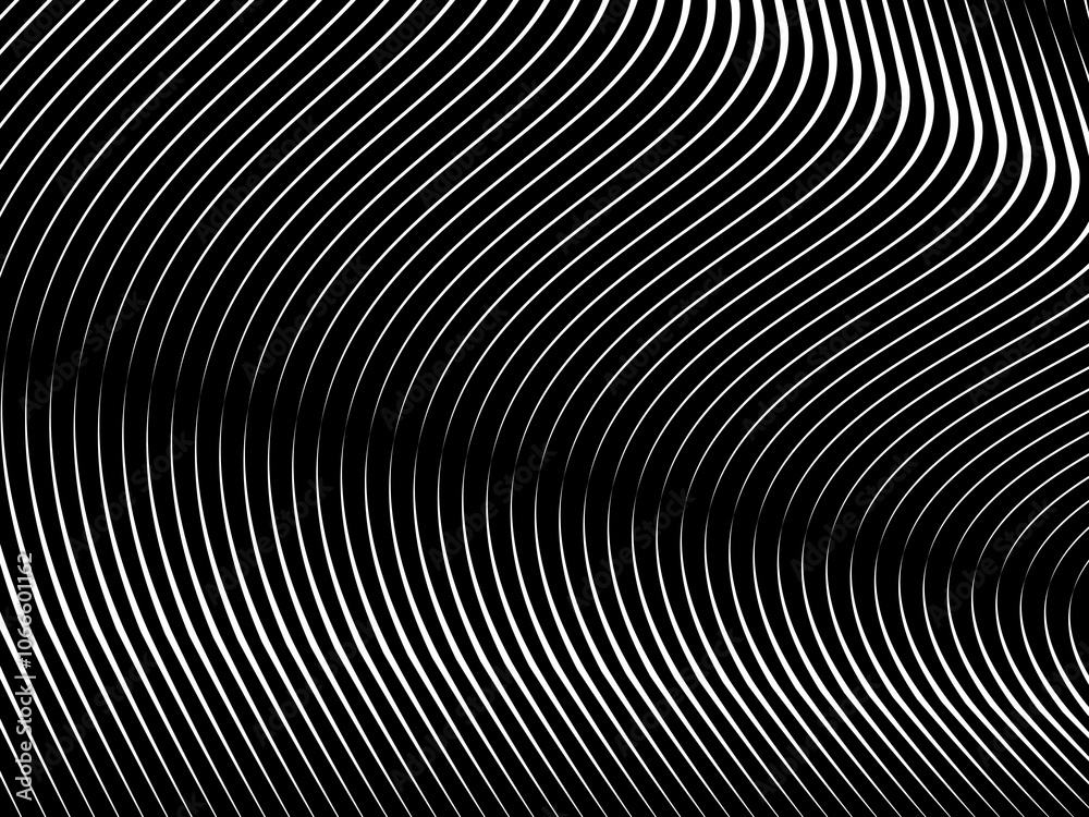 Abstract art geometric background with shiny abstract 3d black and white stripes pattern. Black and white optical illusion with waves and transitions. Abstract art geometric background with shiny abstract 3d black and white stripes pattern. Black and white optical illusion with waves and transitions.