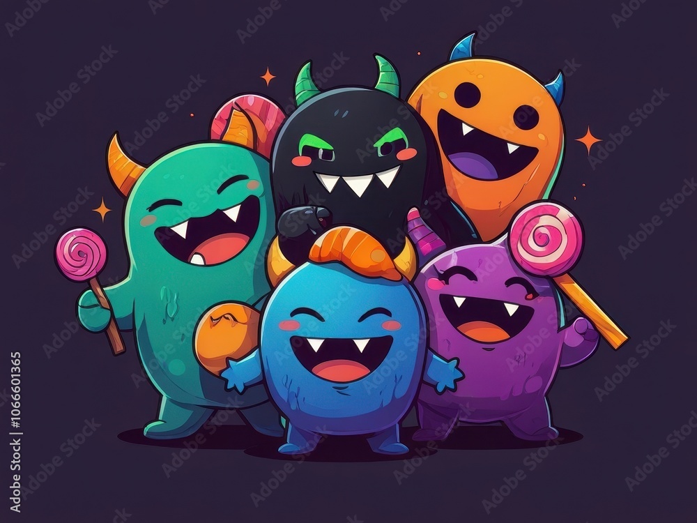 Halloween Monster Friends cute illustration Halloween Monster Friends cute illustration