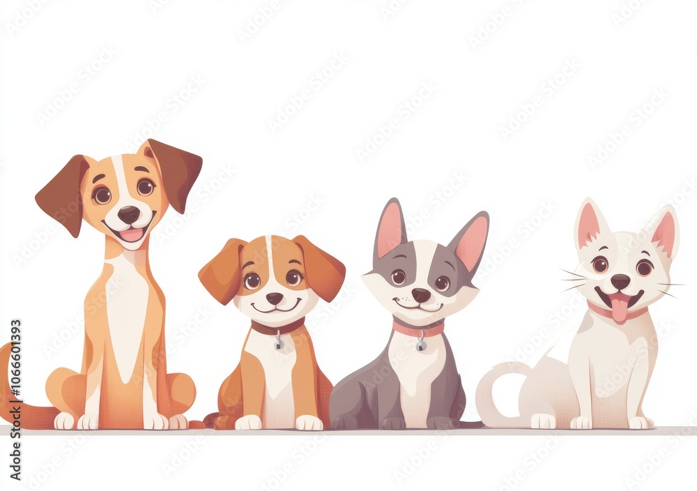 Front and back views of a border set with cats and small dogs