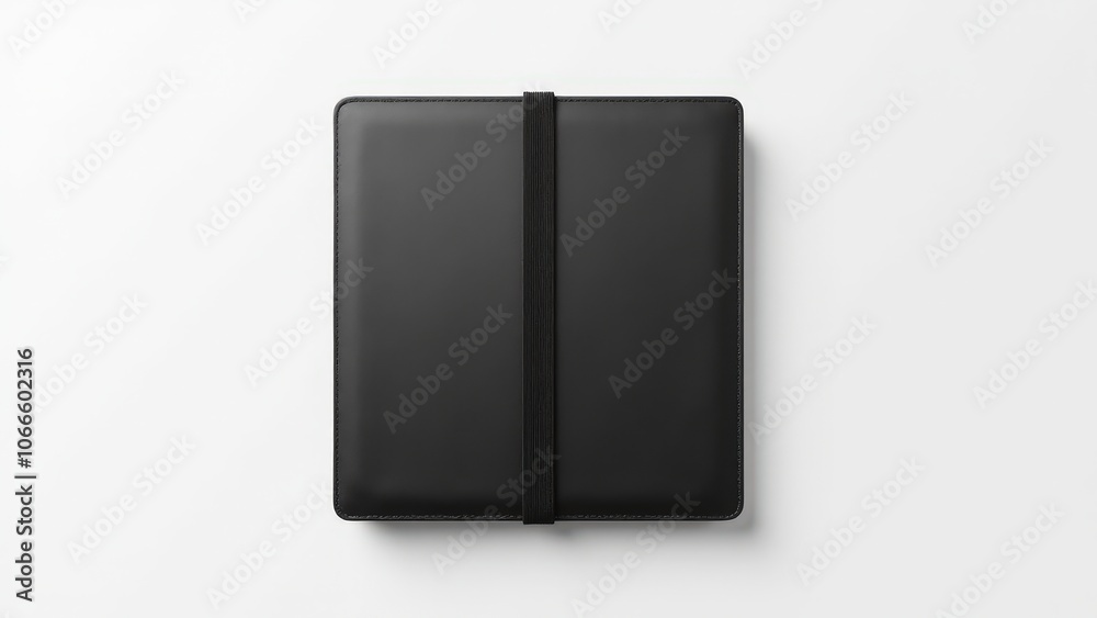 Minimalist leather file folder for documents with elastic closure, ideal for corporate branding. Minimalist leather file folder for documents with elastic closure, ideal for corporate branding.