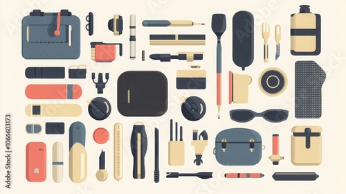 Minimalist flat lay of everyday carry essentials showcasing functional design and aesthetic appeal in daily life